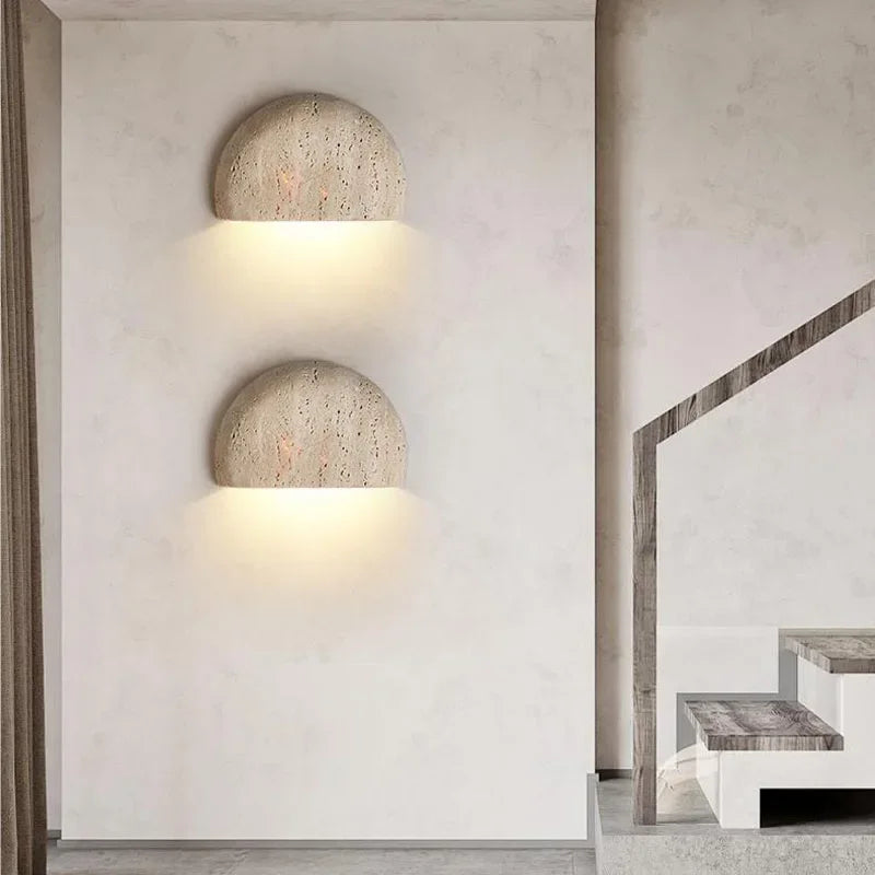 Wabi Sabi Stone Wall Lamp – Retro Living Room Sconce
