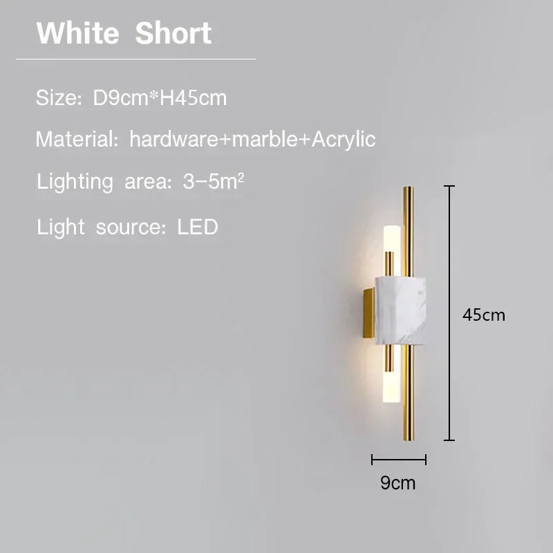 Modern Marble LED Wall Lamp for Bathroom & Living Room