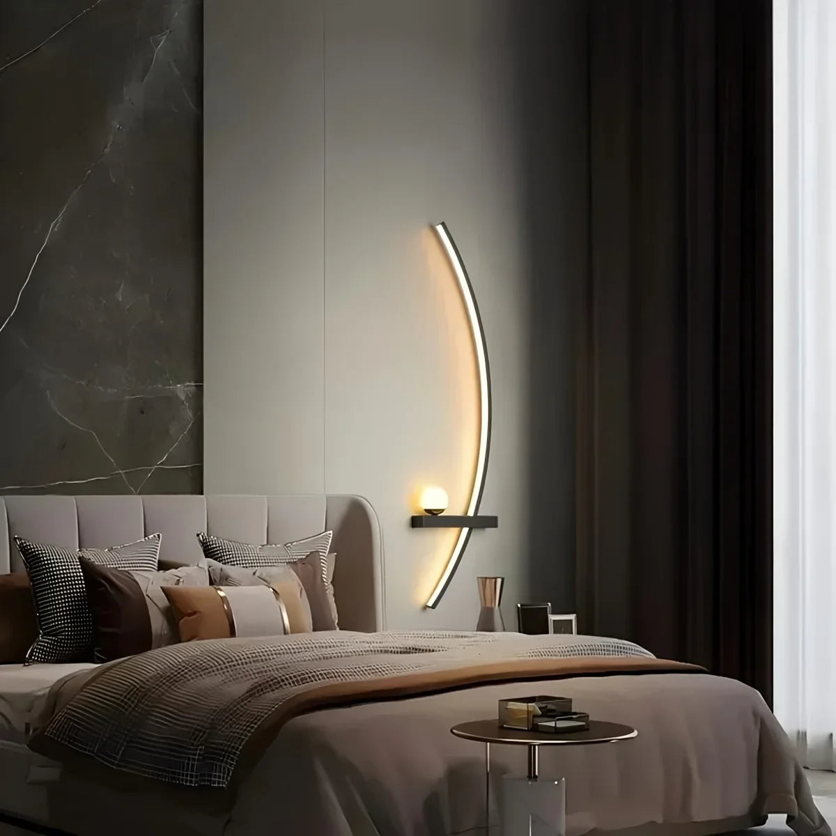 Modern Adjustable LED Wall Sconce – 31.5" Arched Metal Bedside Lamp