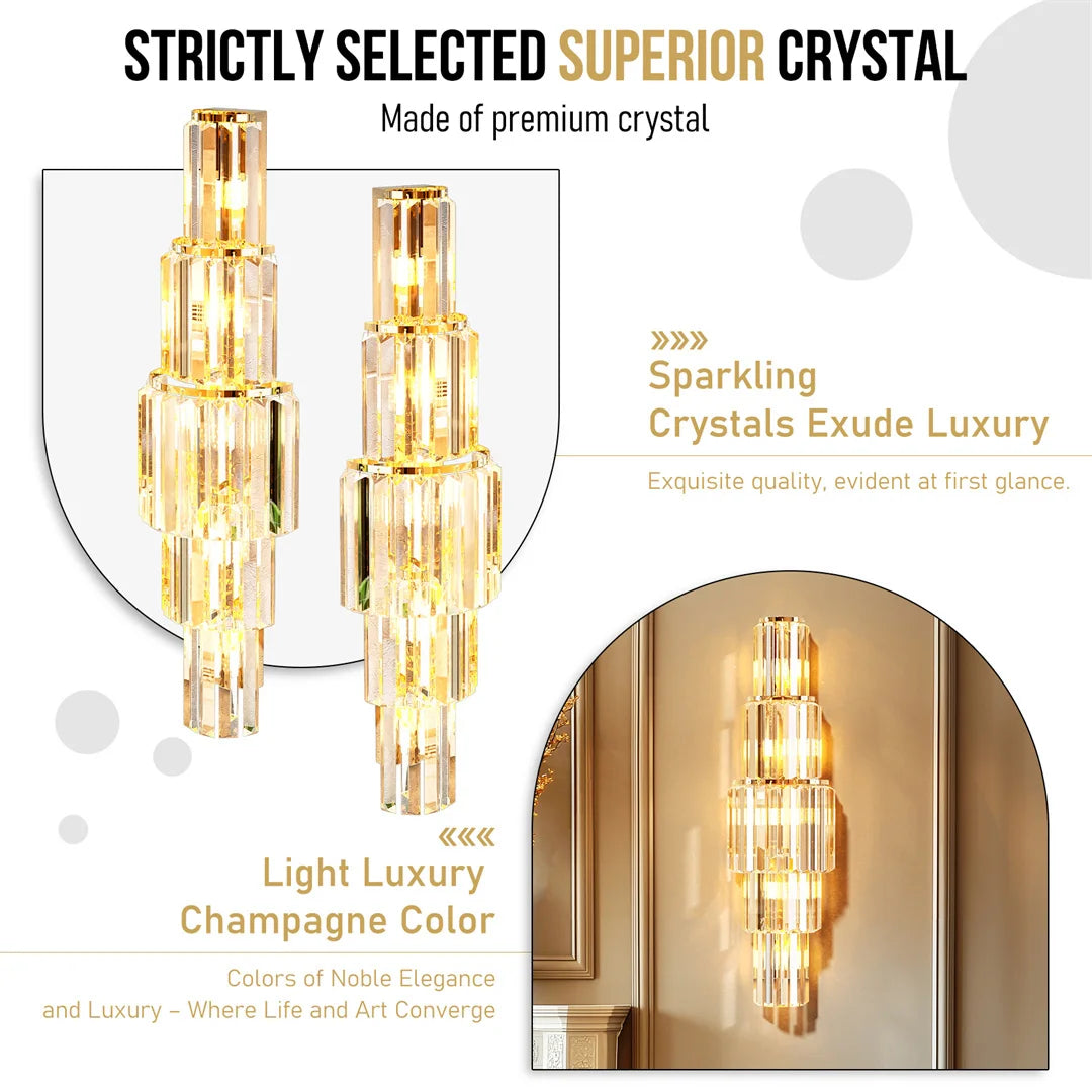 Modern Crystal Wall Lamp – 3-Layer E14 LED Sconce