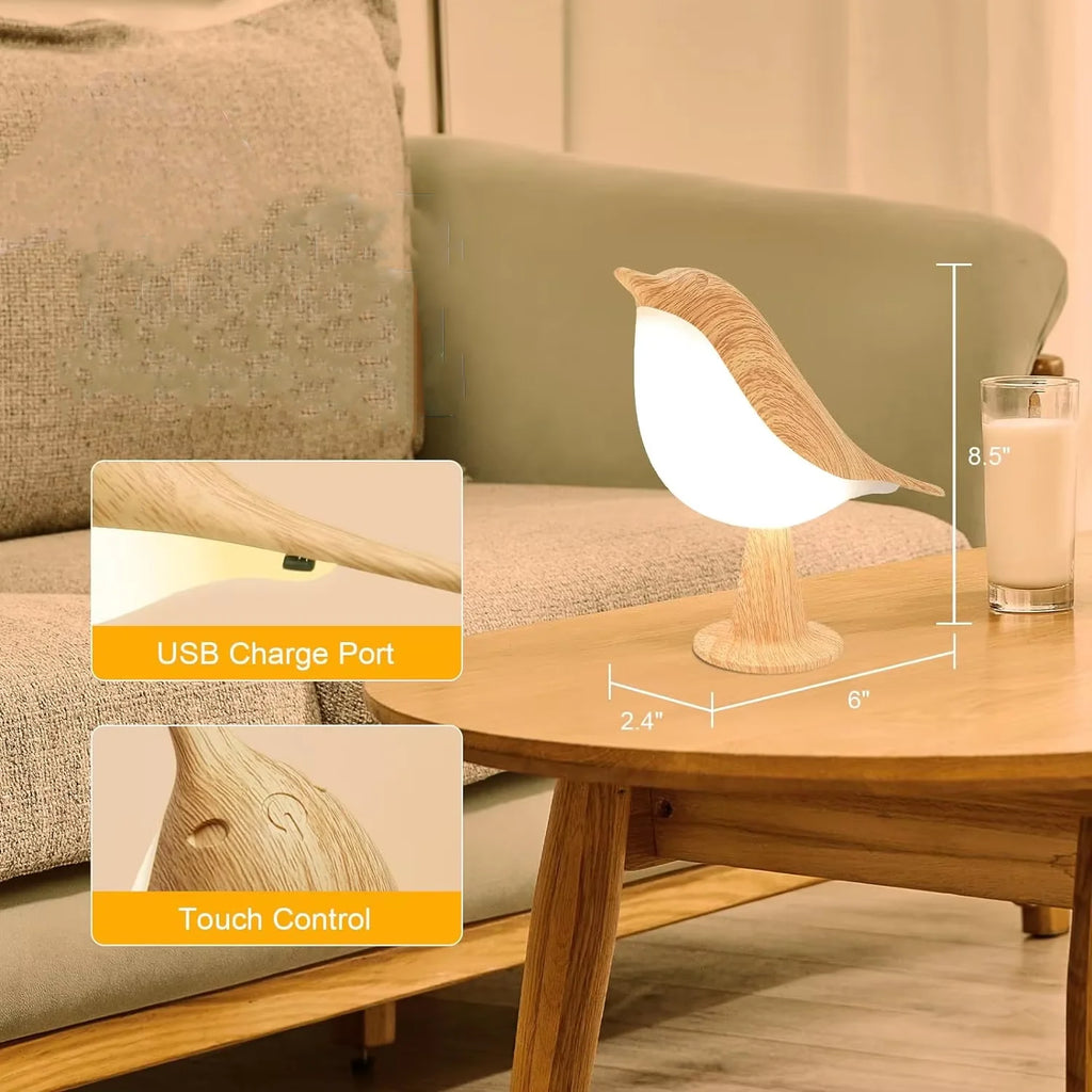 LED Touch-Control Bird Silhouette Lamp – 3-Level Dimmable, Cordless Ambient Accent Light