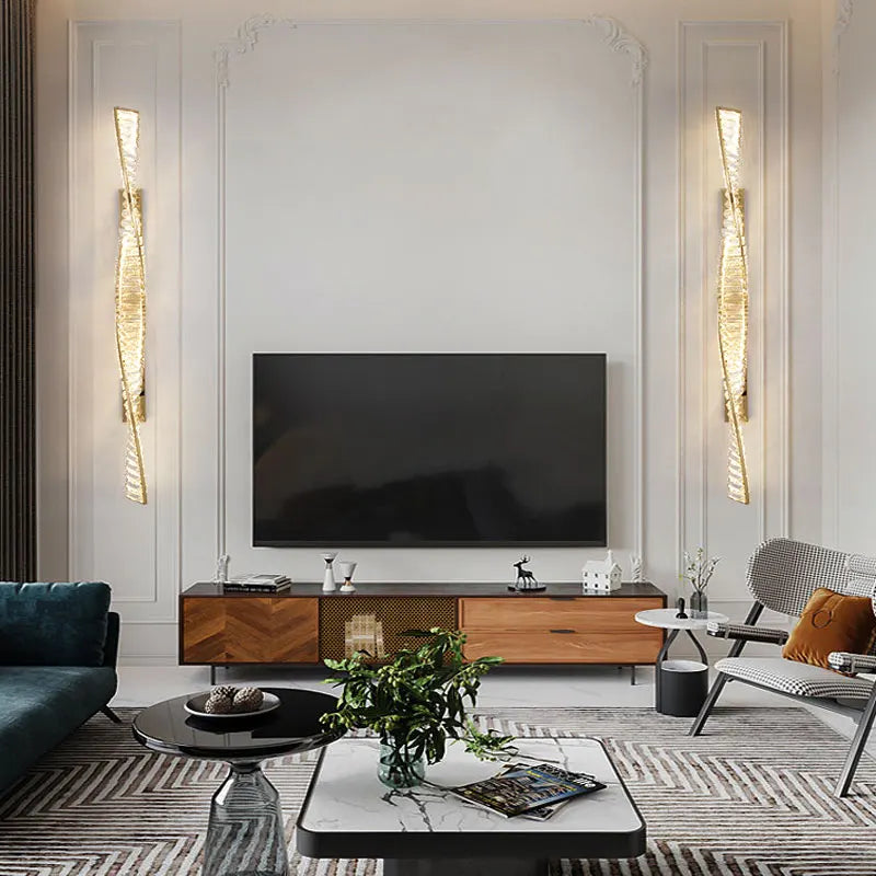 Italian Luxury Crystal Wall Lamp – Gold LED for Living Room