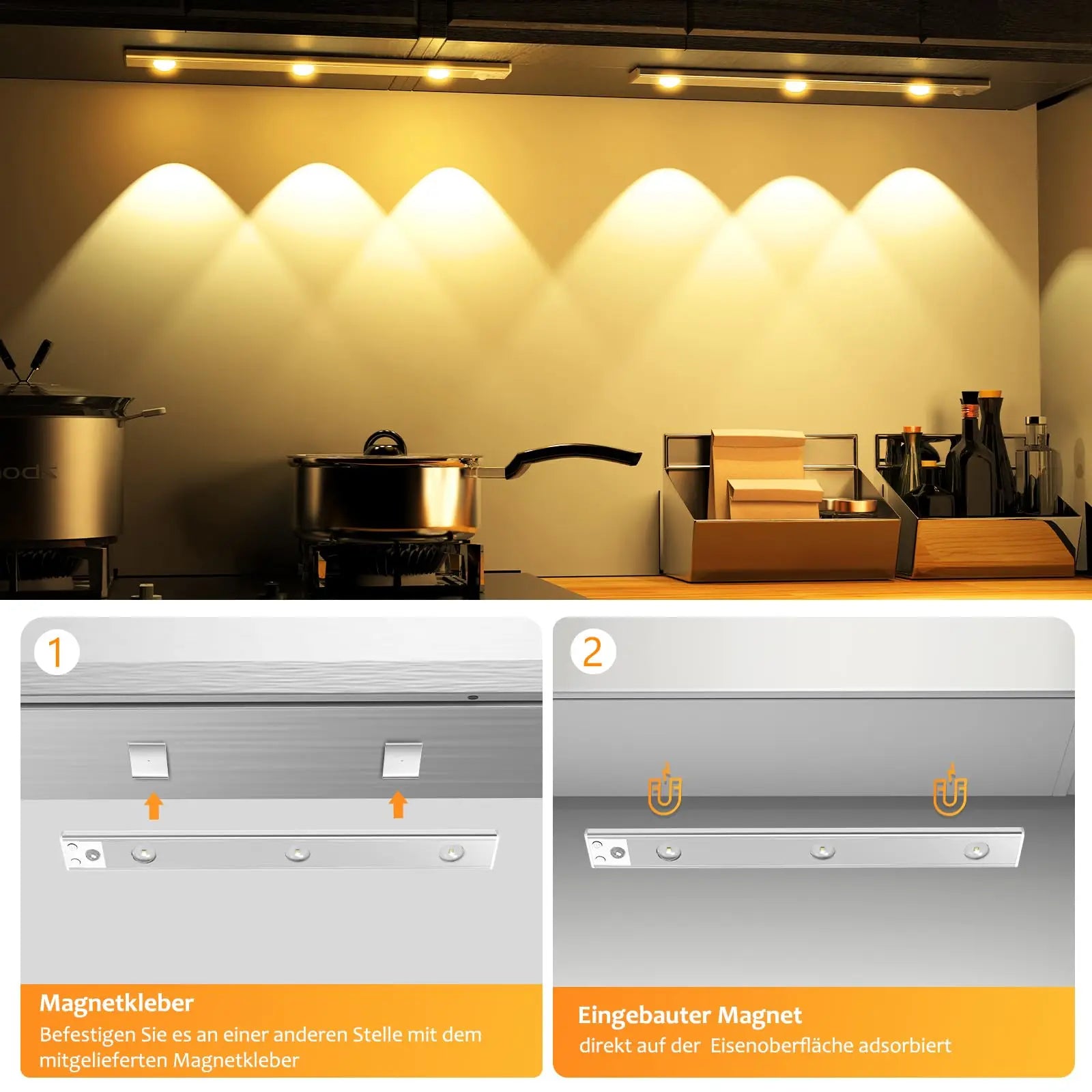 Wireless Motion Sensor LED Cabinet Light – USB Rechargeable 3 Colors