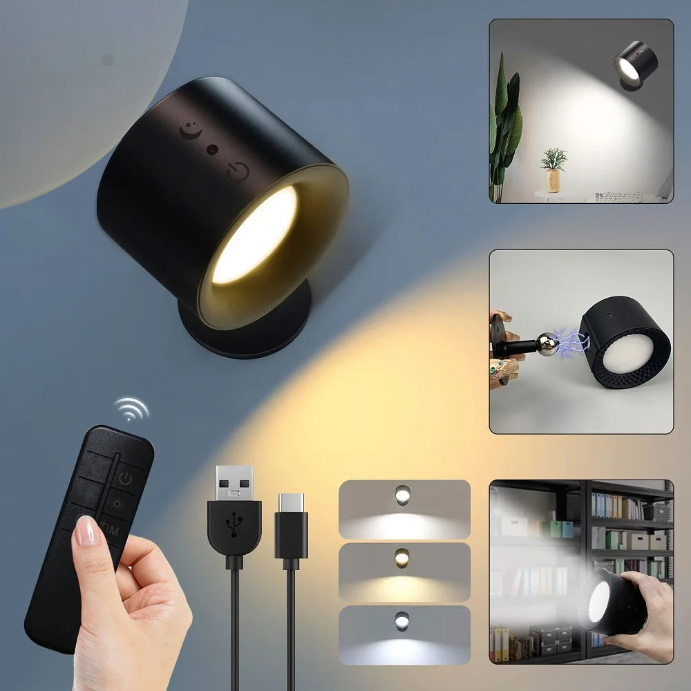 Wireless Double Head LED Night Light – 360° Rotatable Touch Control