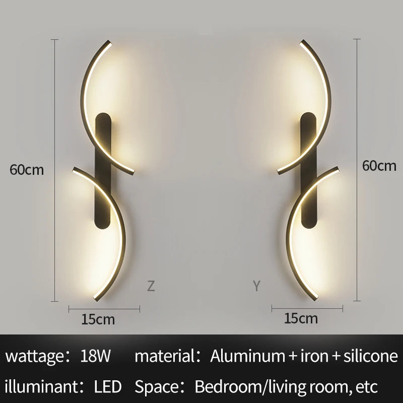 Curved Moonlight LED Wall Light for Bedroom & Living Room