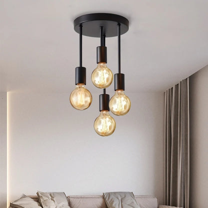 Modern Black Ceiling Light – 4 E27 Bulb Base Chandelier