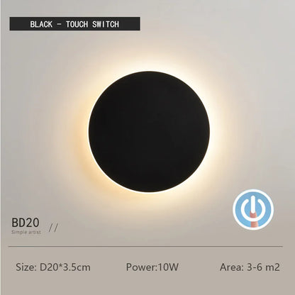 Modern Round Wall Light w/Touch Dimming