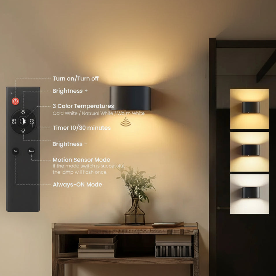 Smart Motion Sensor Wall Light – LED Rechargeable 3 Colors