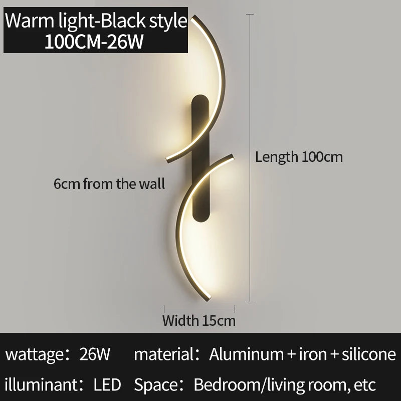 Curved Moonlight LED Wall Light for Bedroom & Living Room