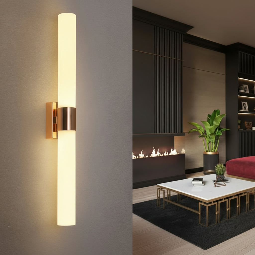 Modern LED Gold Pipe Wall Lamp – 21/42cm Acrylic Sconce