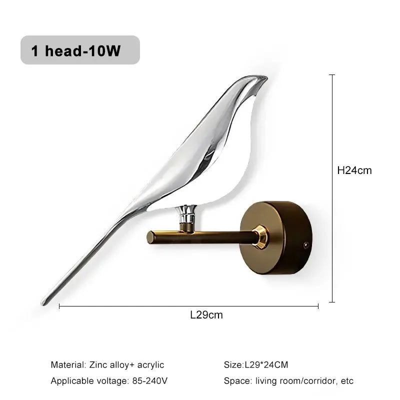 Nordic LED Golden Bird Wall Lamp – Rotatable Bedside Sconce