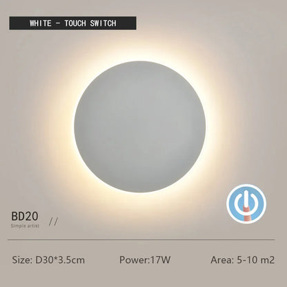 Modern Round Wall Light w/Touch Dimming