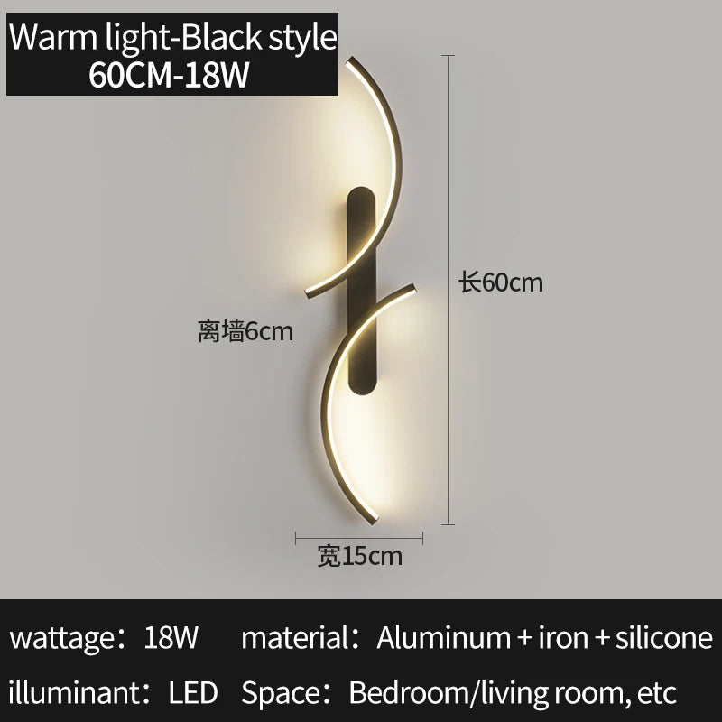 Curved Moonlight LED Wall Light for Bedroom & Living Room
