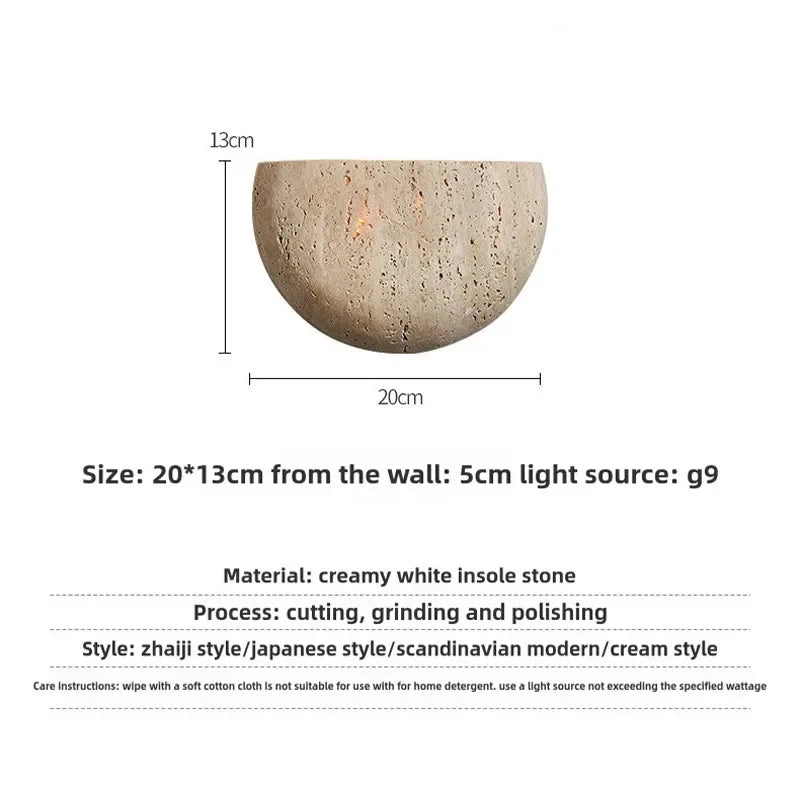Wabi Sabi Stone Wall Lamp – Retro Living Room Sconce
