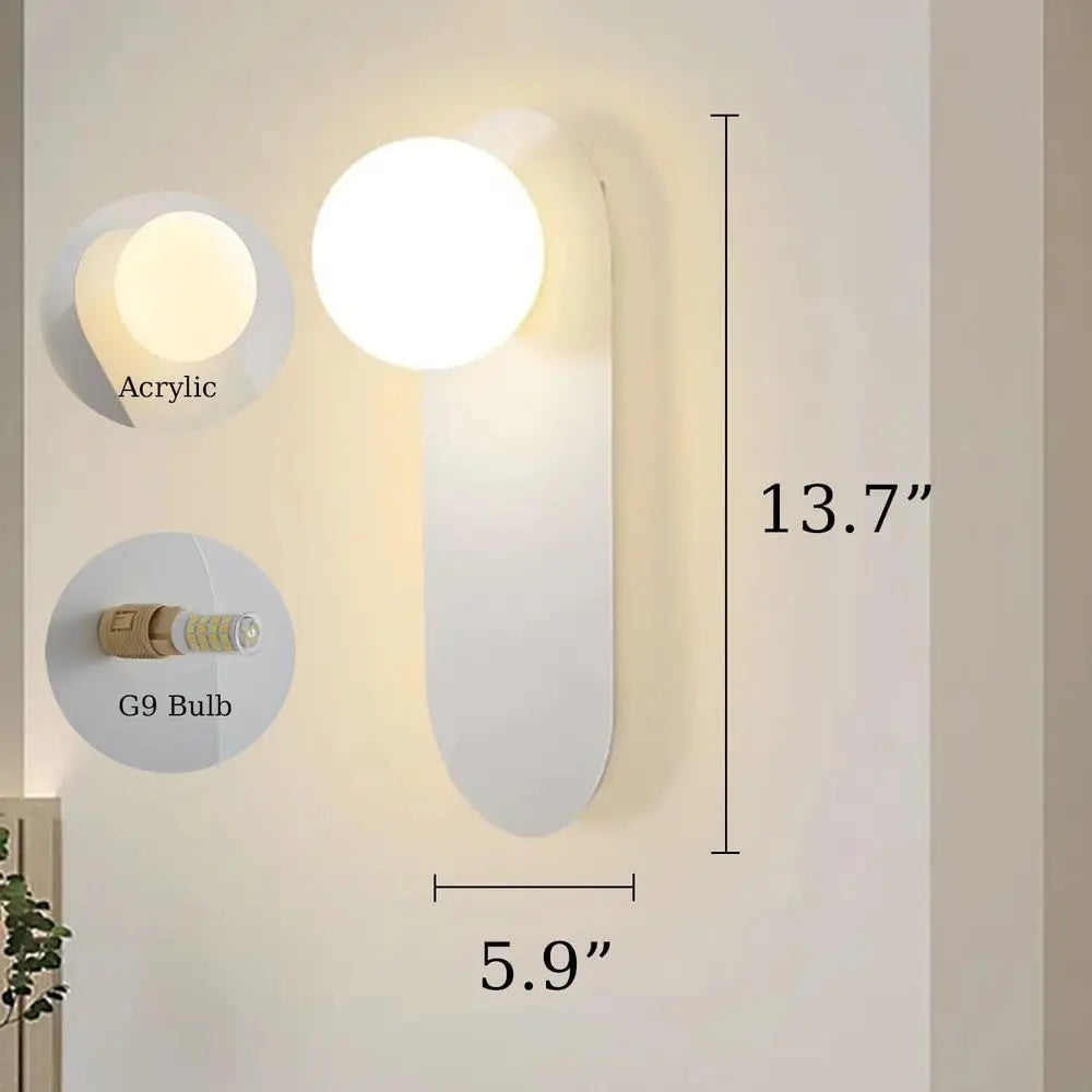 Modern Glass Sphere Wall Sconce for Bathroom & Hallway