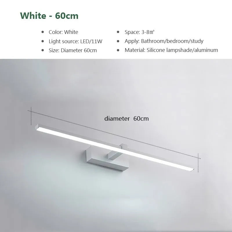 LED Bathroom Mirror Light – Waterproof Modern Flat Wall Lamp for Makeup & Indoor Use