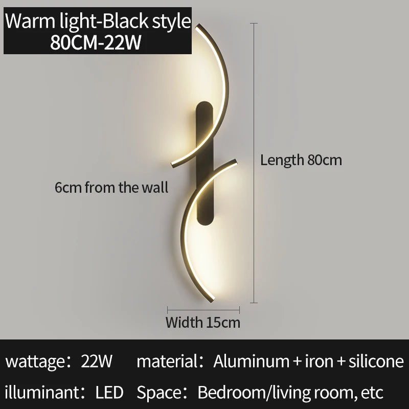 Curved Moonlight LED Wall Light for Bedroom & Living Room