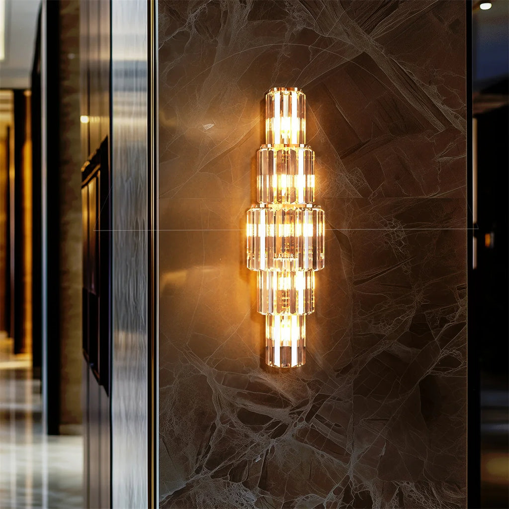 Modern Crystal Wall Lamp – 3-Layer E14 LED Sconce