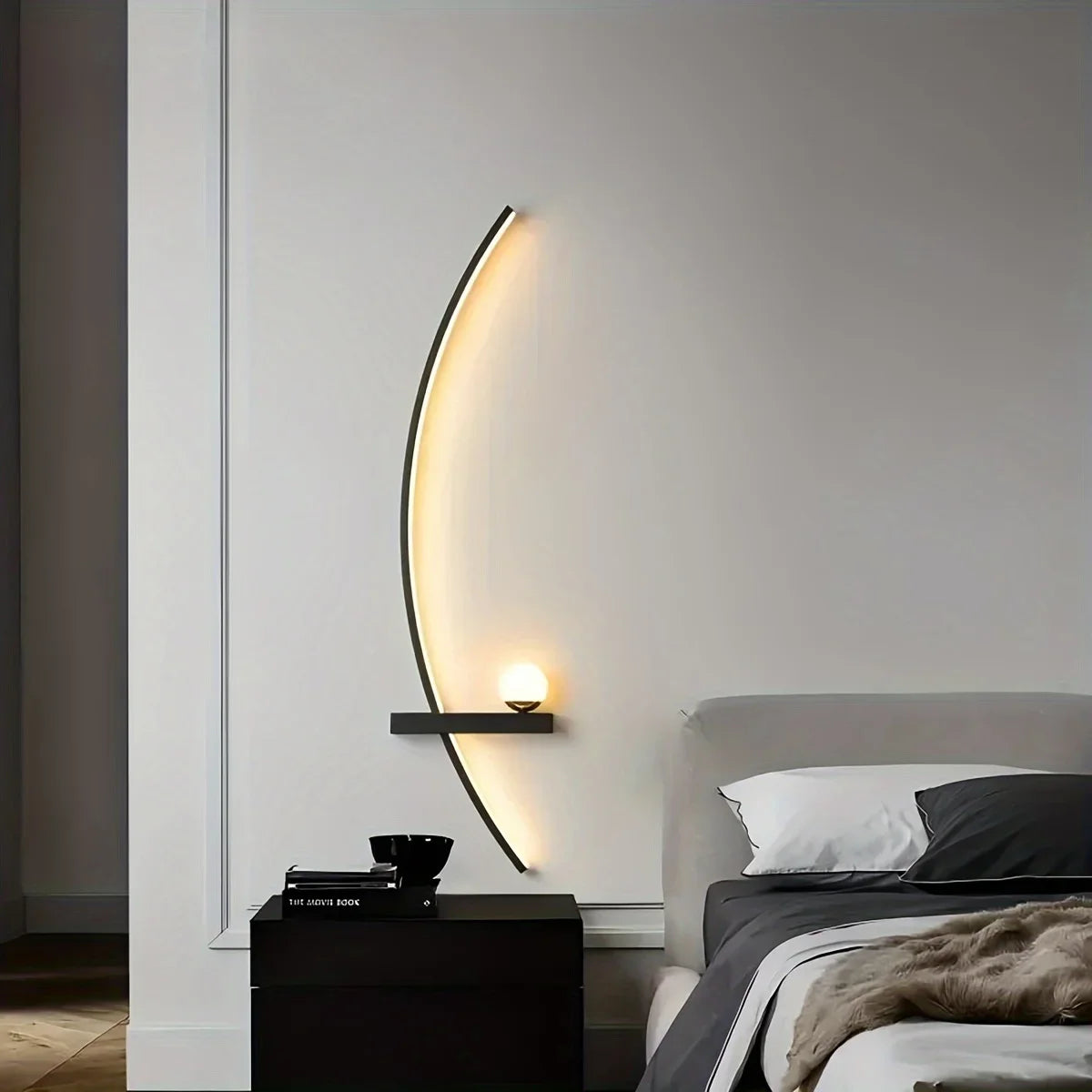Modern Adjustable LED Wall Sconce – 31.5" Arched Metal Bedside Lamp