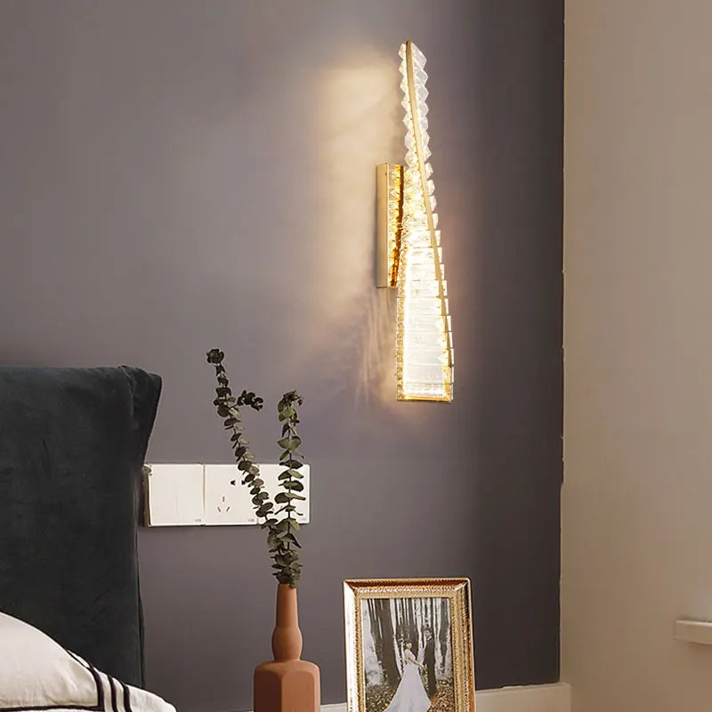 Italian Luxury Crystal Wall Lamp – Gold LED for Living Room