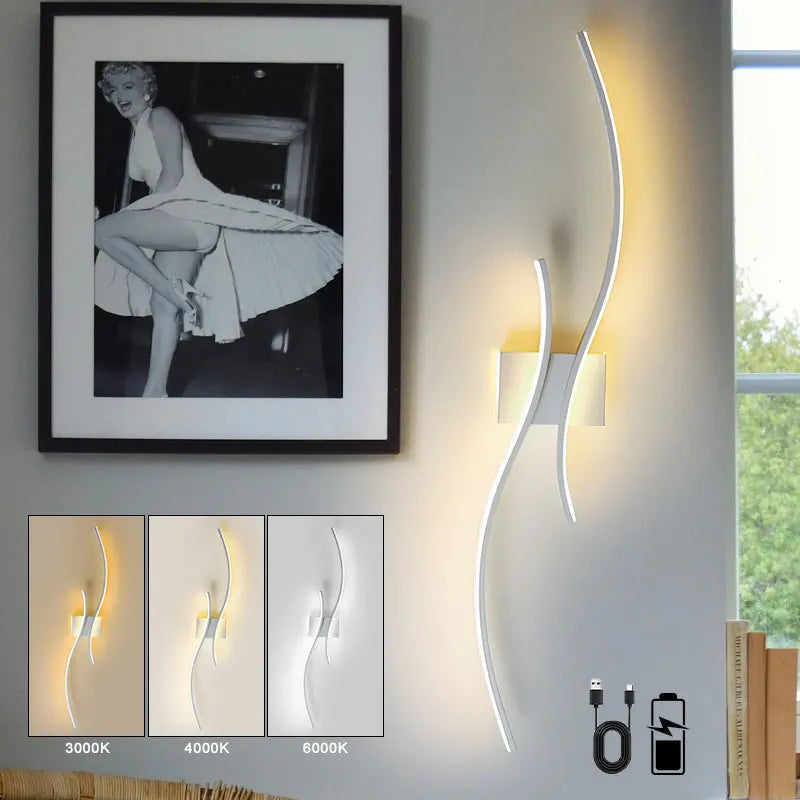 Wireless Rechargeable LED Wall Sconce – 3CCT Touch Dimmable