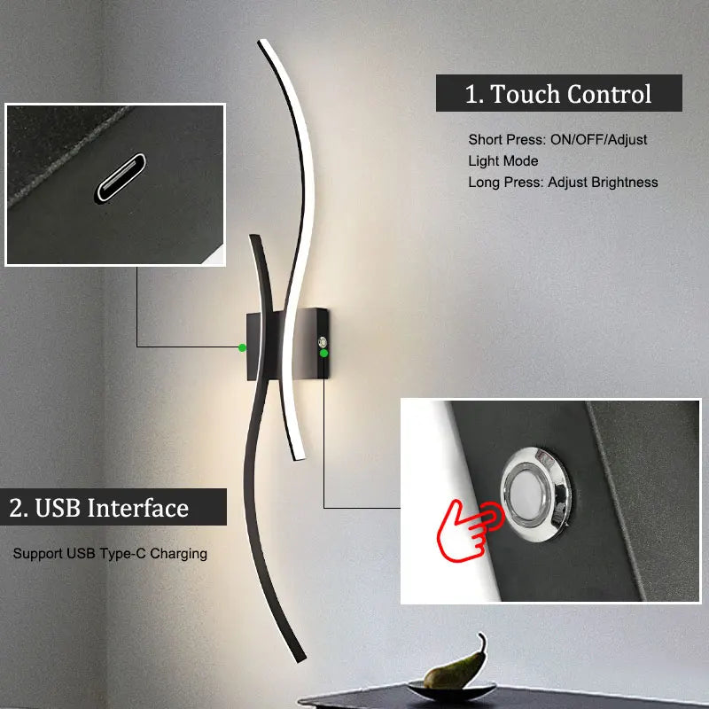 Wireless Rechargeable LED Wall Sconce – 3CCT Touch Dimmable