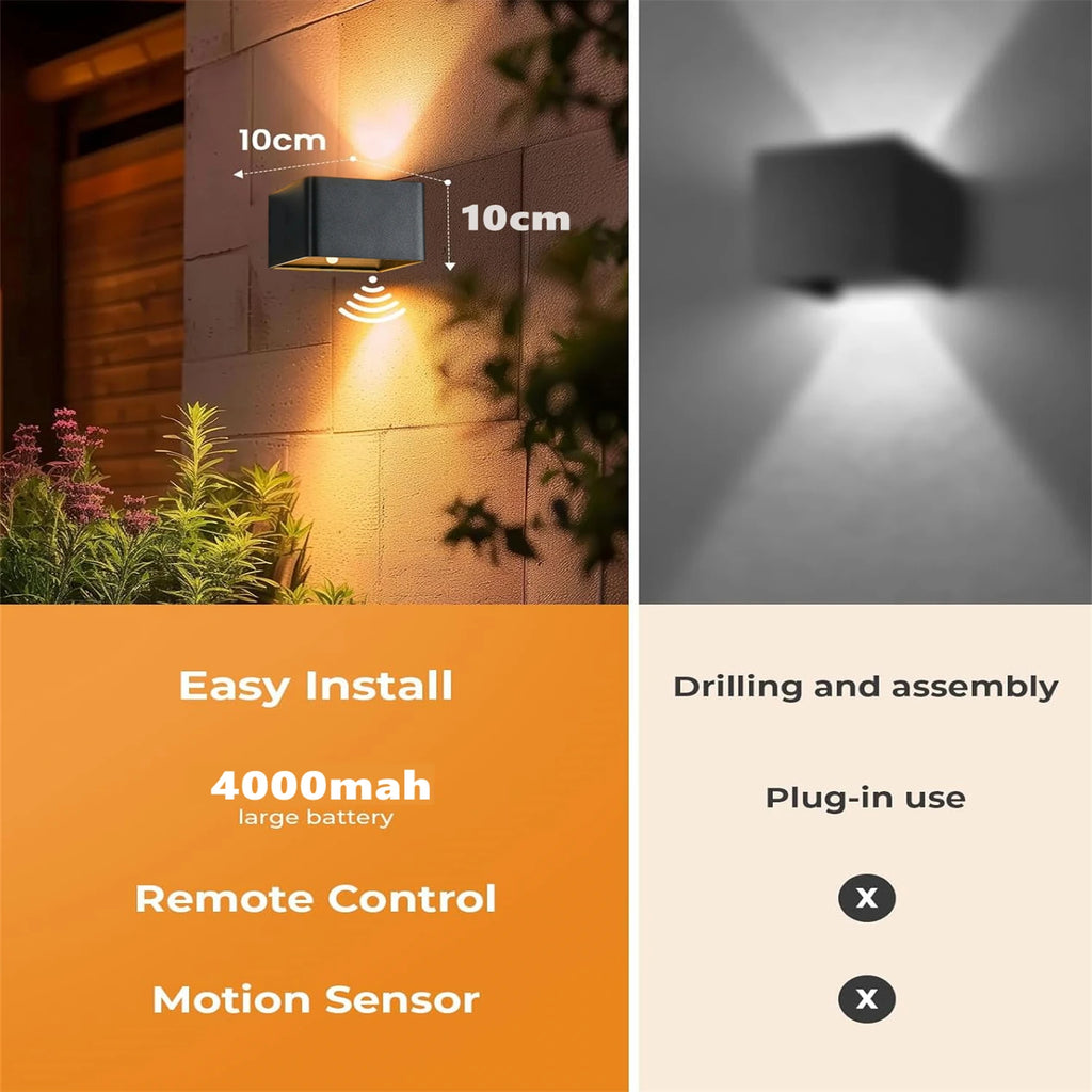 Modern Wireless LED Wall Lamp – Motion Activated, Rechargeable, Remote Dimmable