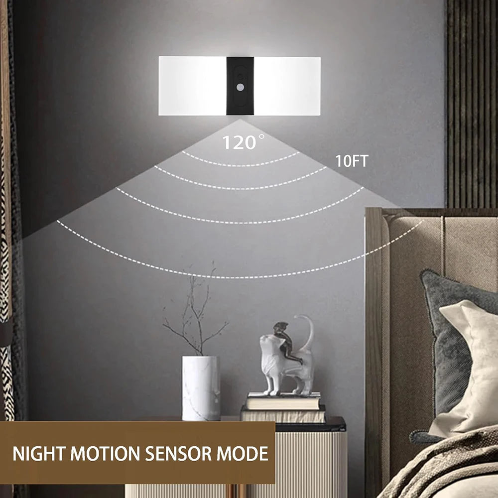 Motion Sensor LED Wall Sconce Set of 2 – Rechargeable 1200mAh