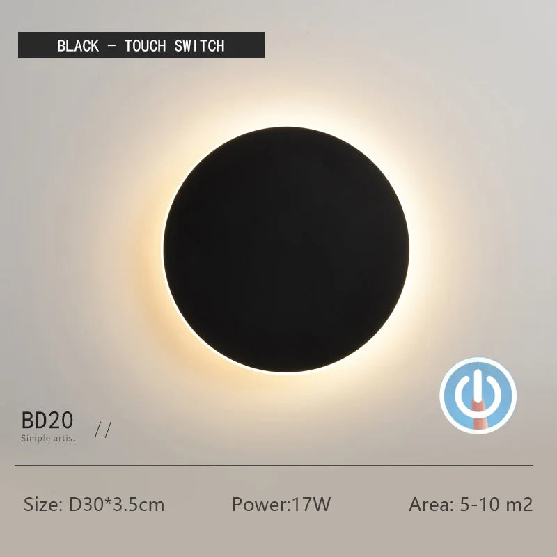 Modern Round Wall Light w/Touch Dimming