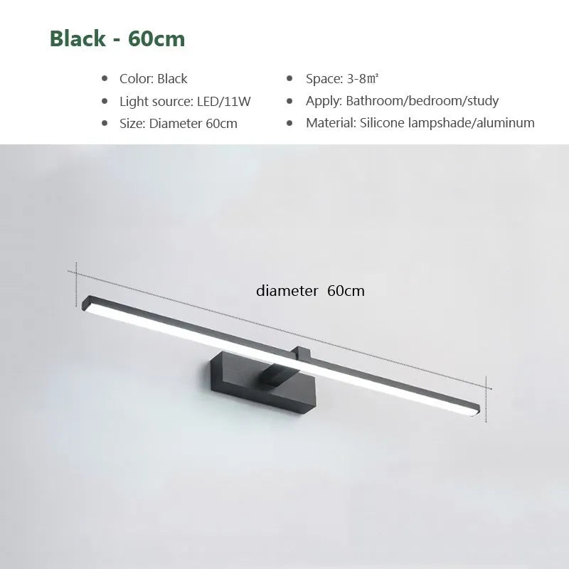LED Bathroom Mirror Light – Waterproof Modern Flat Wall Lamp for Makeup & Indoor Use