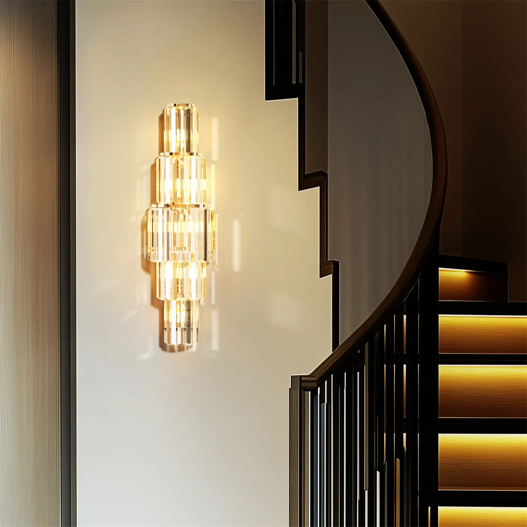 Modern Crystal Wall Lamp – 3-Layer E14 LED Sconce