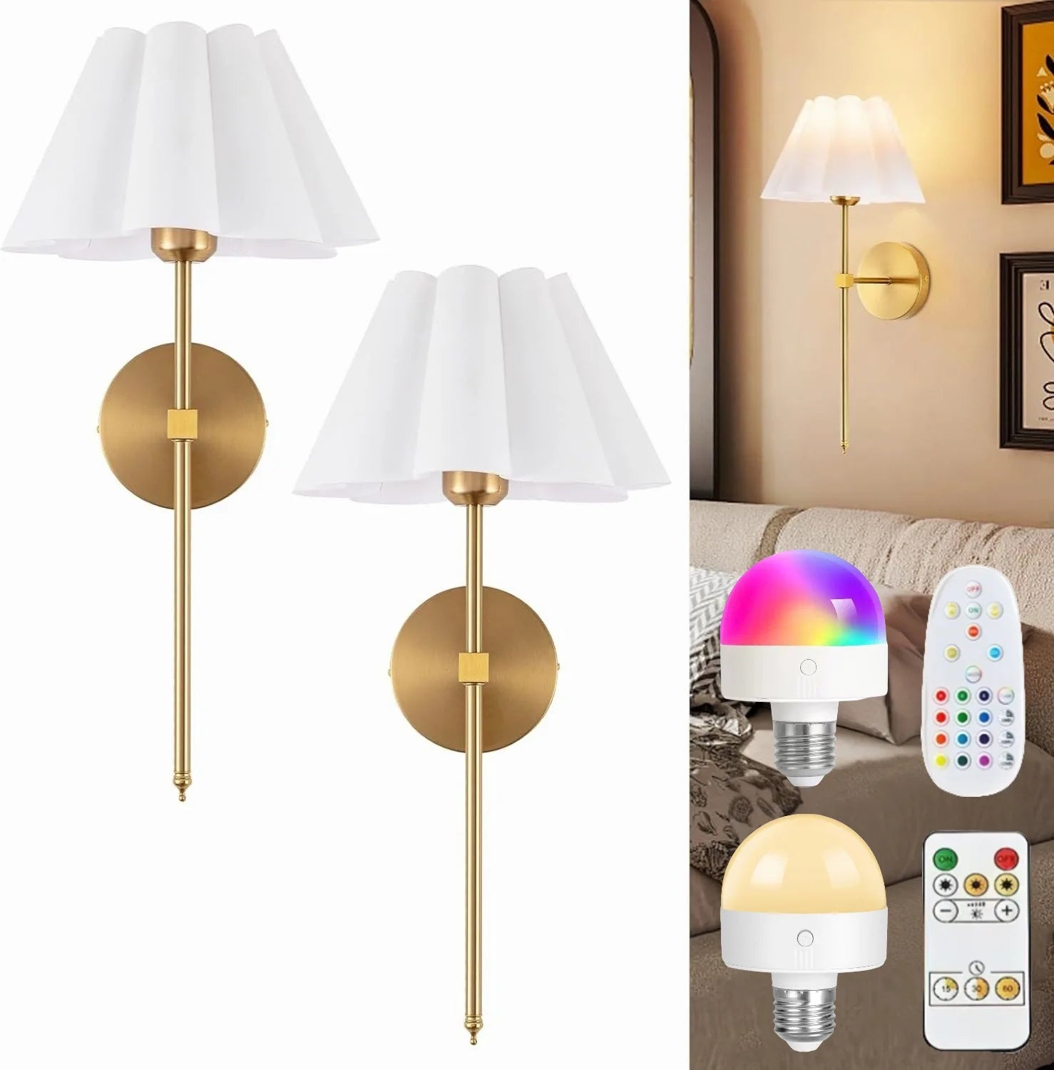 Wireless Battery LED Wall Light – RGB Remote Control