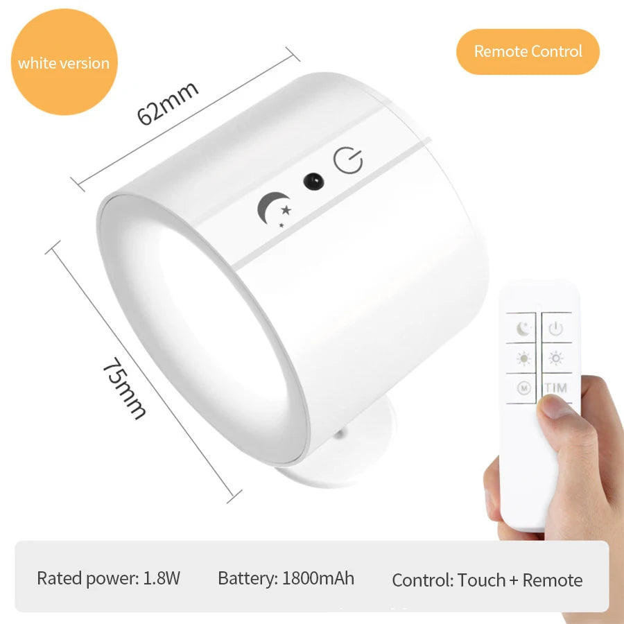 Wireless Double Head LED Night Light – 360° Rotatable Touch Control