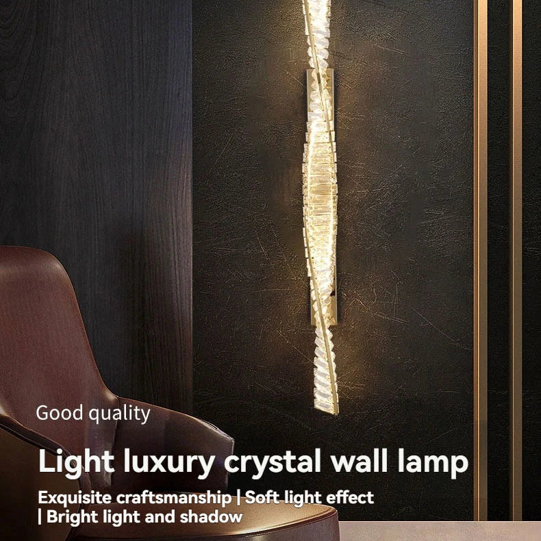 Italian Luxury Crystal Wall Lamp – Gold LED for Living Room