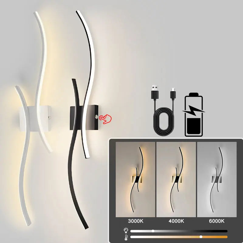 Wireless Rechargeable LED Wall Sconce – 3CCT Touch Dimmable