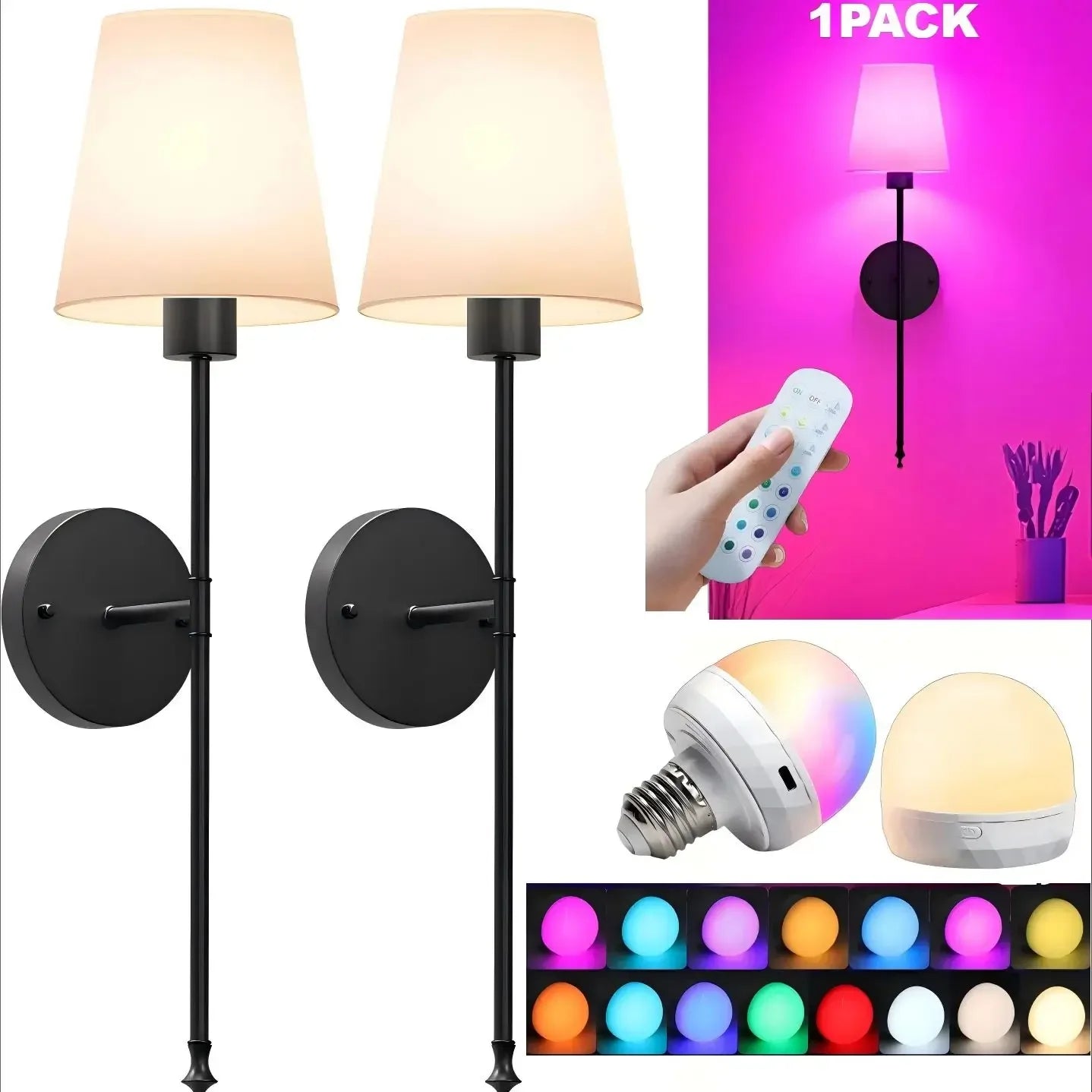 Battery Operated Wall Sconce – Wireless Rechargeable with Remote - Lightify