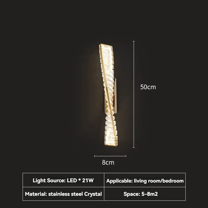 Italian Luxury Crystal Wall Lamp – Gold LED for Living Room