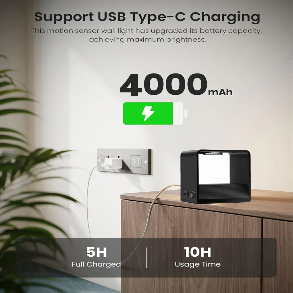 Modern Wireless LED Wall Lamp – Motion Activated, Rechargeable, Remote Dimmable