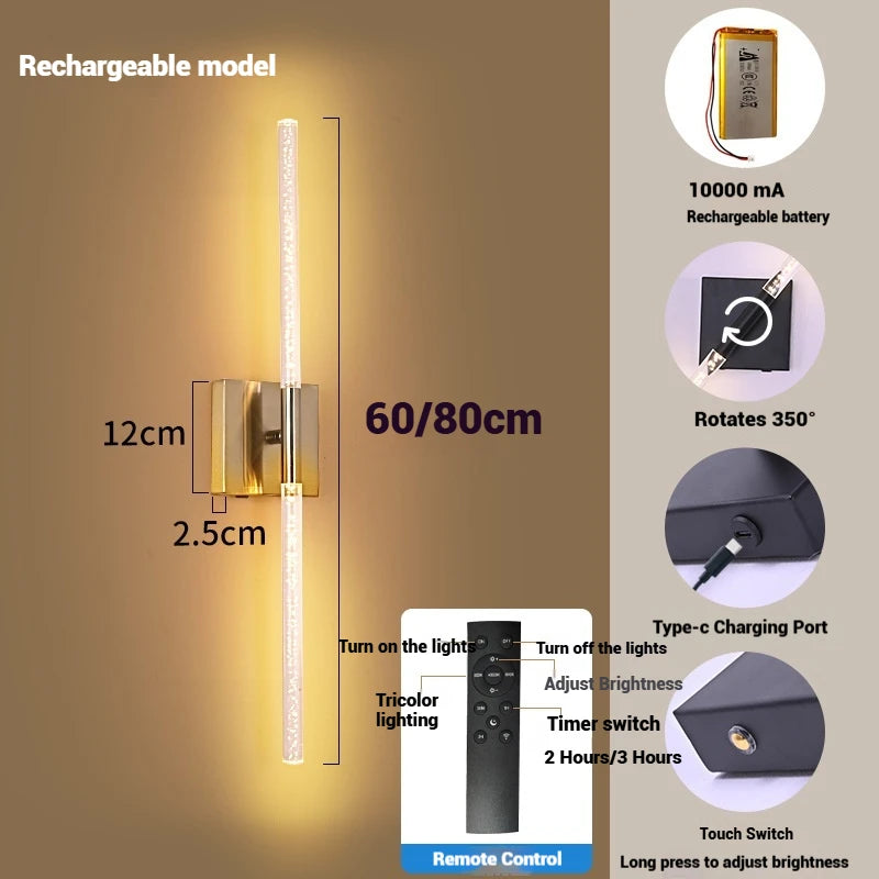 Modern Rechargeable Wall Lamp – 10000mAh USB with Remote