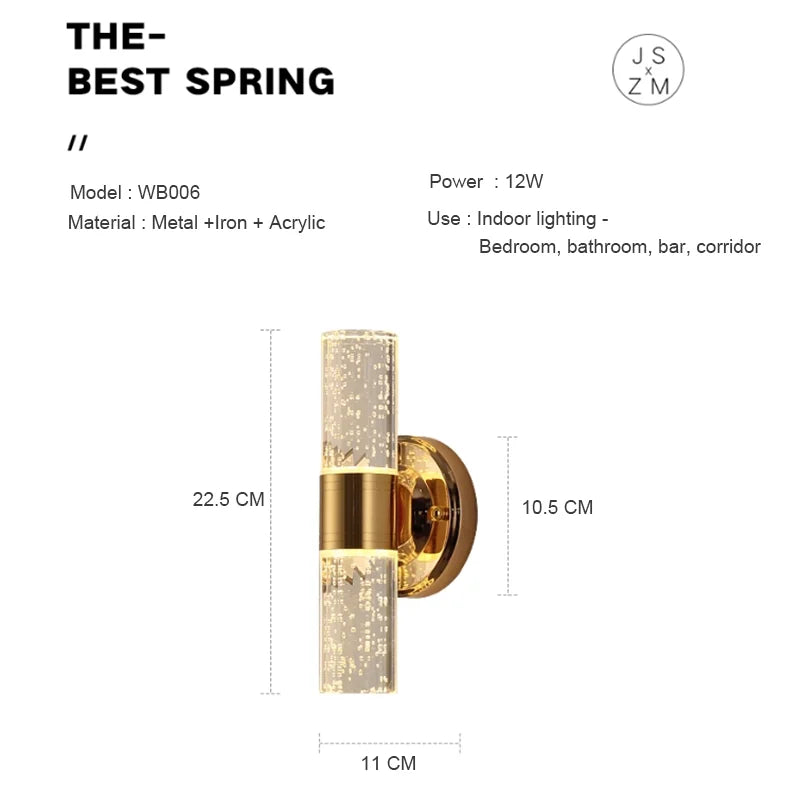 Gold Vanity Light for Mirror – 2-Light Bathroom Fixture