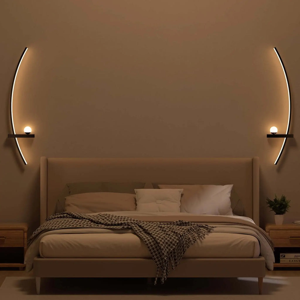 Modern Adjustable LED Wall Sconce – 31.5" Arched Metal Bedside Lamp