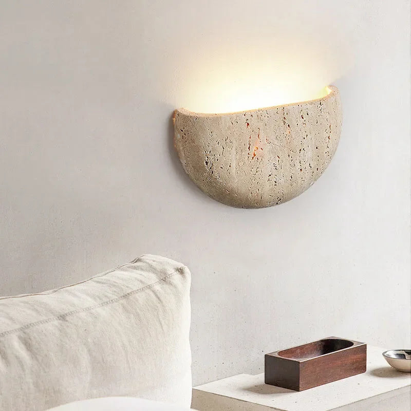 Wabi Sabi Stone Wall Lamp – Retro Living Room Sconce