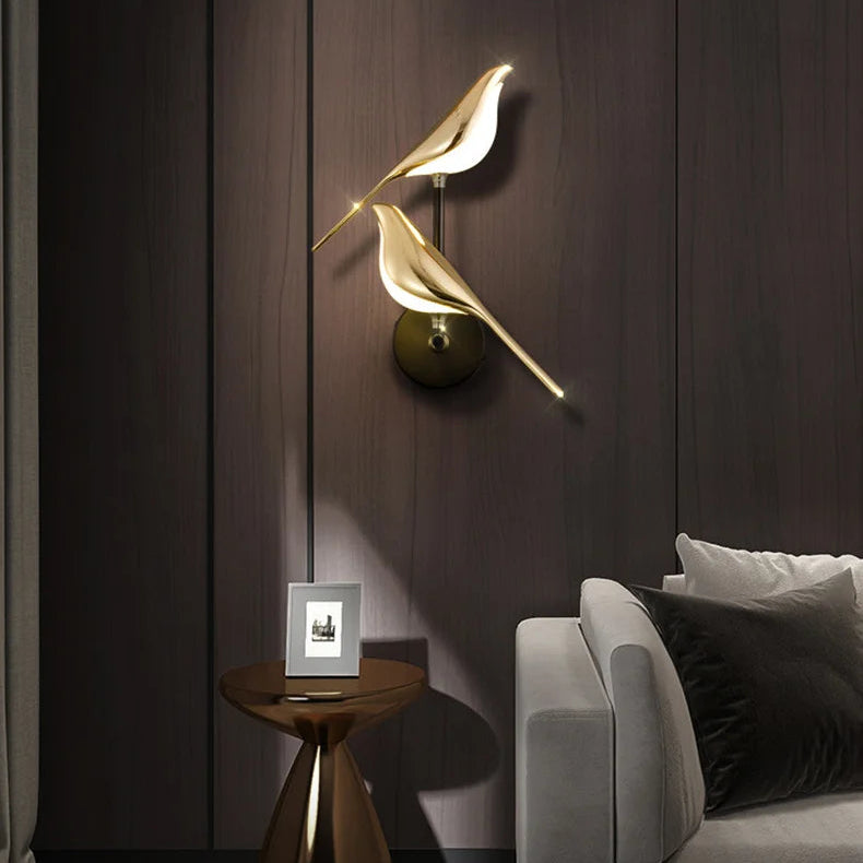 Nordic LED Golden Bird Wall Lamp – Rotatable Bedside Sconce
