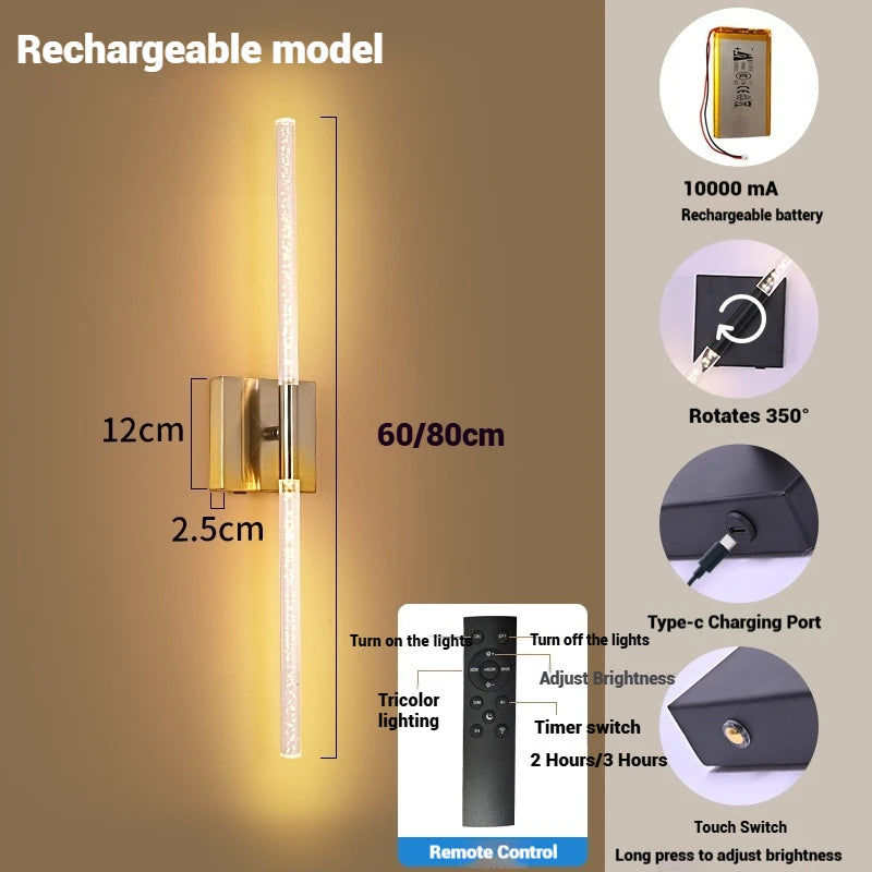 Modern Rechargeable Wall Lamp – 10000mAh USB with Remote