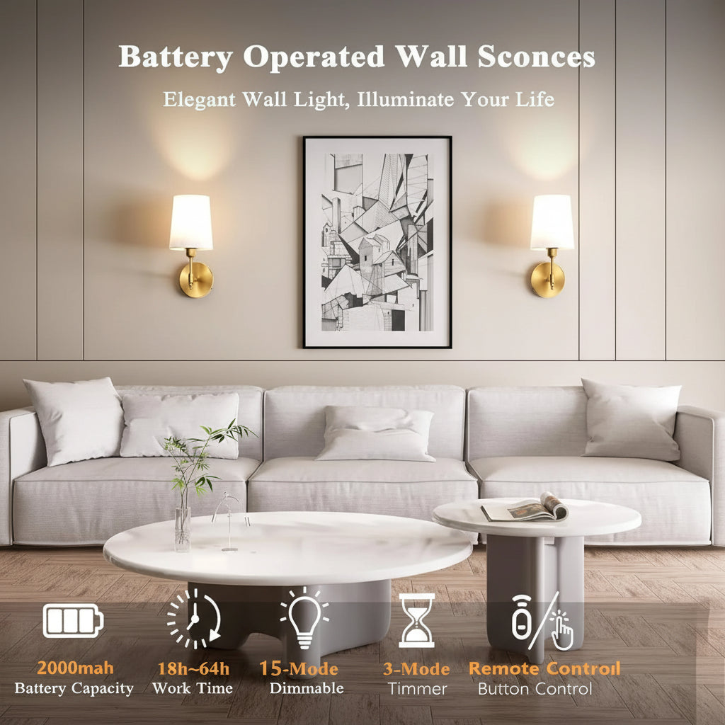Rechargeable Battery Wall Lamp – 4000mAh 15 Colors with Remote
