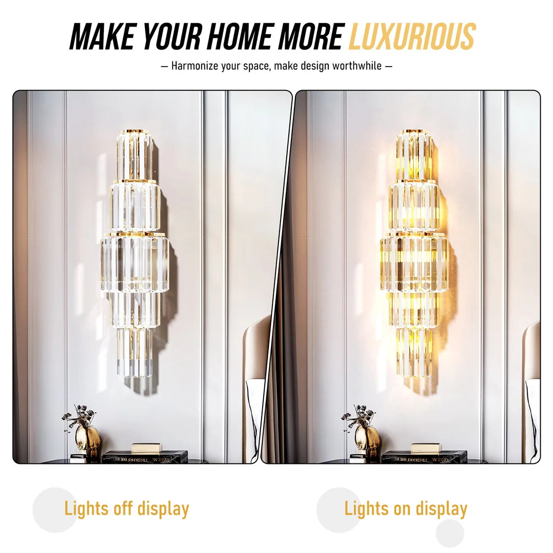 Modern Crystal Wall Lamp – 3-Layer E14 LED Sconce