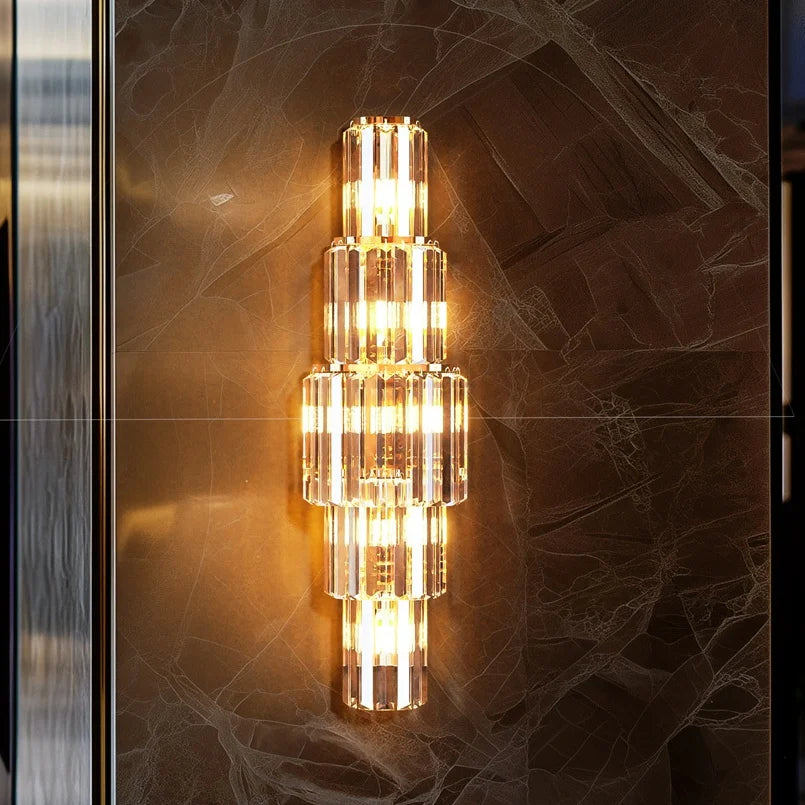 Modern Crystal Wall Lamp – 3-Layer E14 LED Sconce