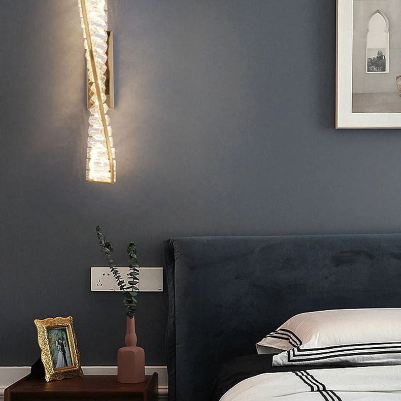 Italian Luxury Crystal Wall Lamp – Gold LED for Living Room