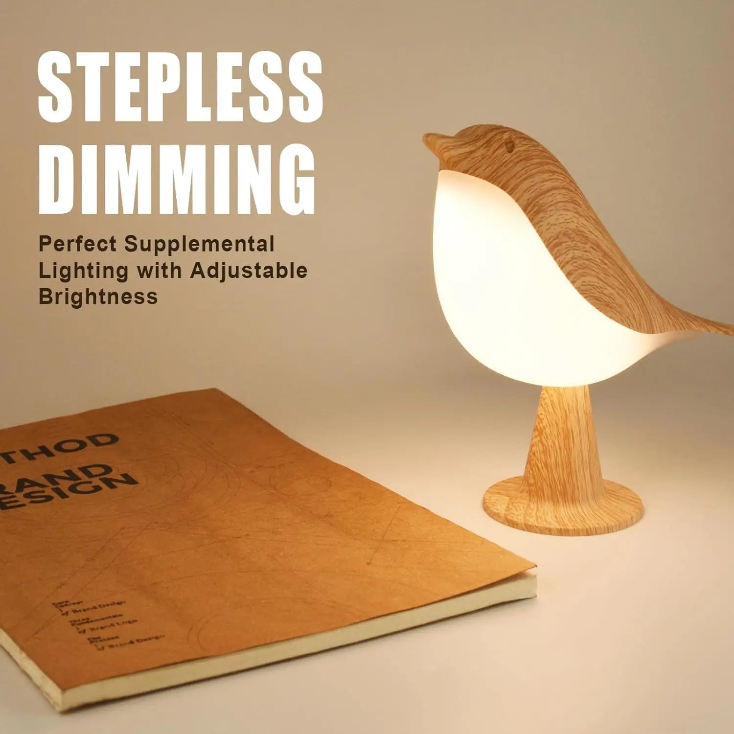 LED Touch-Control Bird Silhouette Lamp – 3-Level Dimmable, Cordless Ambient Accent Light