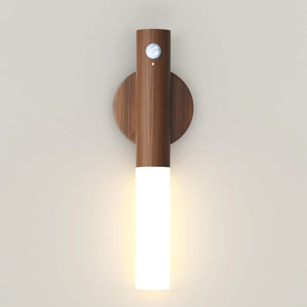Magnetic Motion Sensor Wall Sconce – Rechargeable Wooden Light
